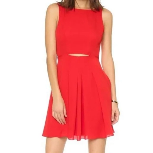 Rebecca Minkoff Francis poppy red cutout sleeveless silk mini party dress size 2 - Picture 1 of 12
